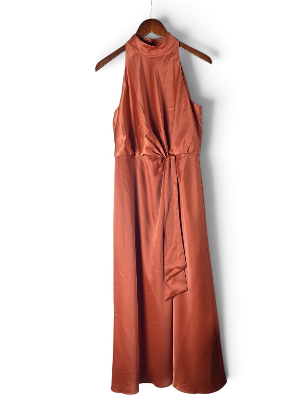 Ted Baker Lelly Halter Neck Satin Midi Dress Size 2 Rust Terracotta - Picture 3 of 11